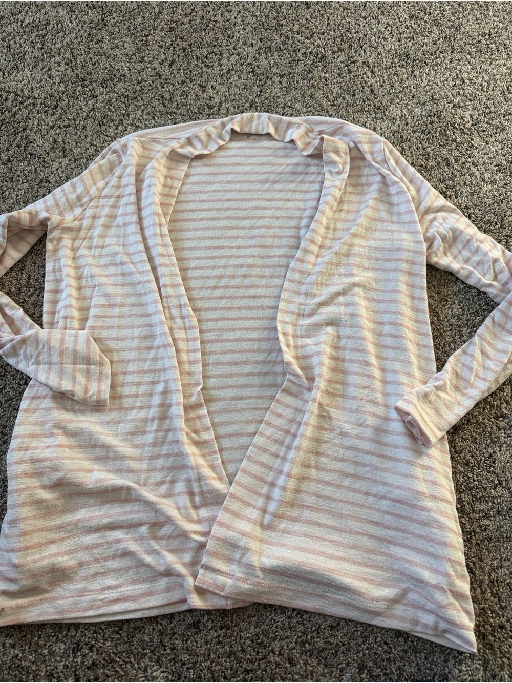 a new day Pink and Cream Striped Open Cardigan